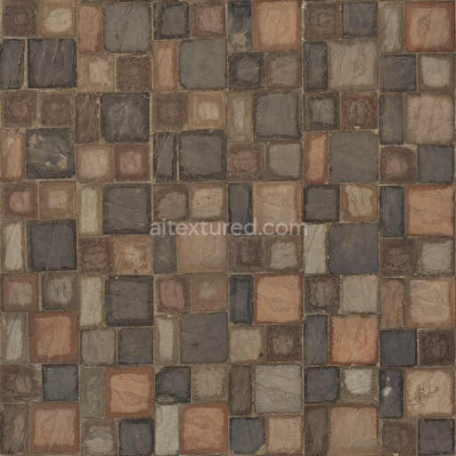 Patterned Paving — Pavers Multicoloured Floor Multicoloured Floor Albedo — PBR seamless 3D texture