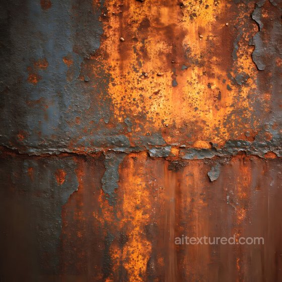 Cracked and Peeling Rusted Metal PBR Texture in Warm Orange and Dark Gray Rust texture preview