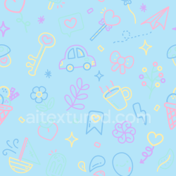 seamless Seamless 3D PBR Baby Boy Pattern Texture with Colorful Pastel Icons on Sky Blue texture 8k free download PBR