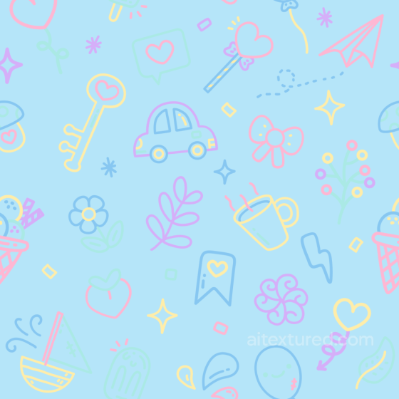 Baby Boy Pattern Texture with Colorful Pastel Icons on Sky Blue Baby Boy texture preview