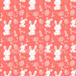 seamless Seamless 3D PBR Texture with Cute Easter Bunny and Egg Pattern on Coral Background texture 8k free download PBR