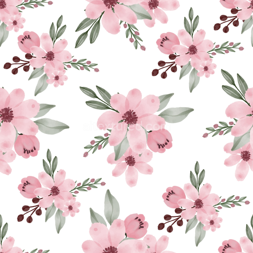 Seamless 3D PBR Texture of Soft Pink Watercolor Floral Pattern