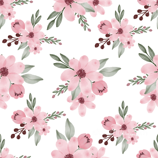 Pink Flower Texture of Soft Pink Watercolor Floral Pattern seamless Pink Flower PBR texture