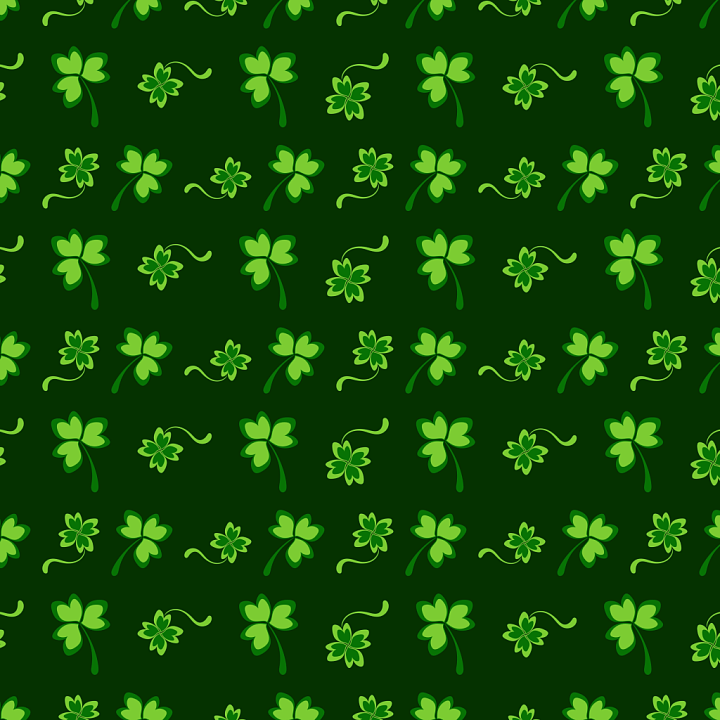 Featuring Green Clover Leaf Pattern on Dark Background seamless PBR texture preview