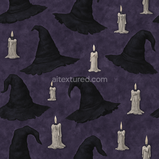 Seamless 3d texture pbr 8k witch hat fabric with spooky purple hues