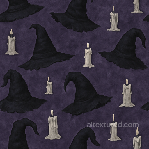 Witch Hat Fabric With Spooky Purple Hues seamless Halloween PBR texture