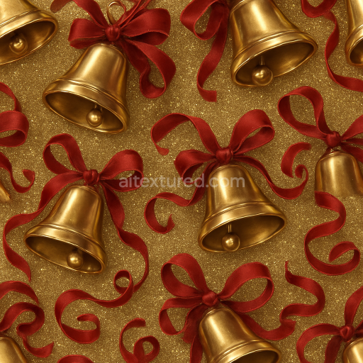 Seamless 3d texture pbr 8k brass bells metallic sheen festive ornament