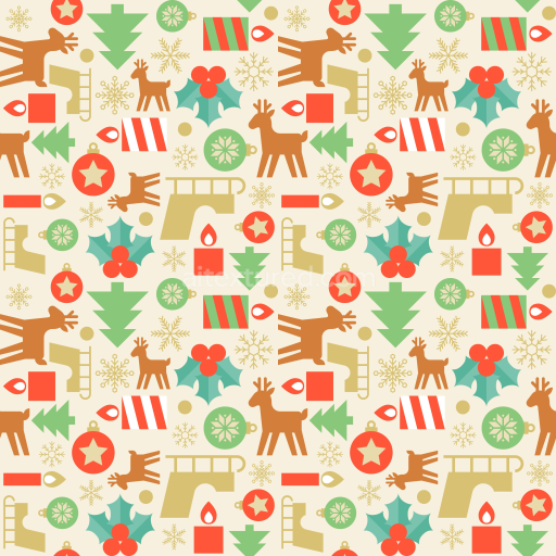 Seamless 3D PBR Texture with Festive Christmas Icons and Pastel Colors