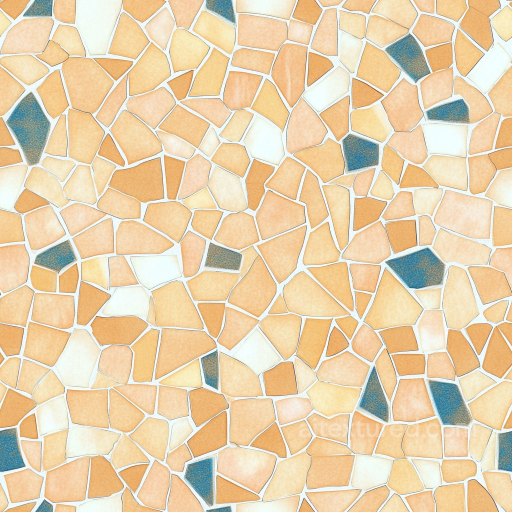 Mosaic PBR Texture Featuring Terracotta and Blue Stone Chips with Matte Finish seamless Mosaic PBR texture