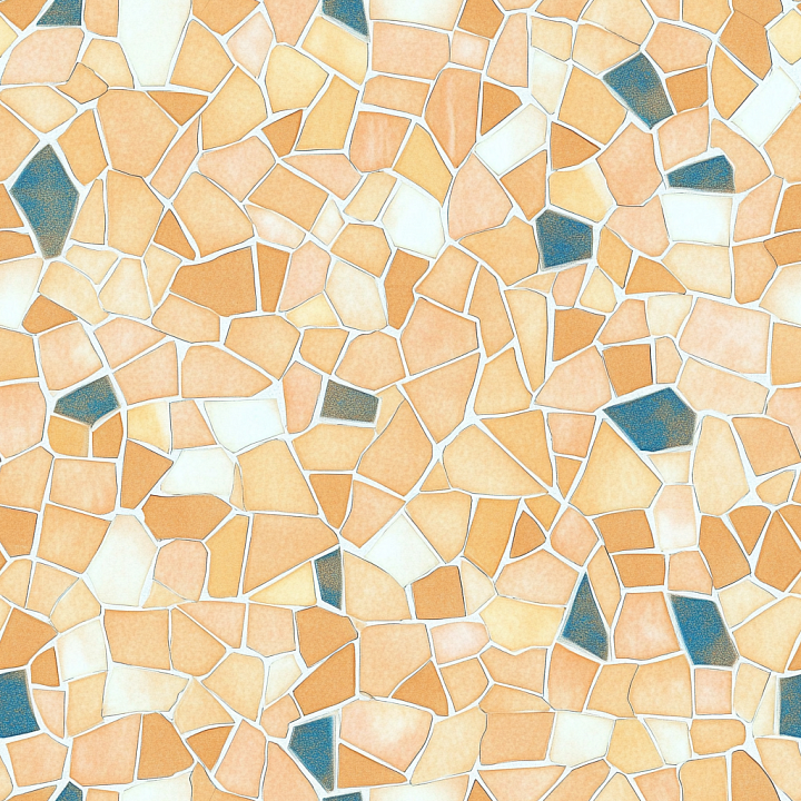 Mosaic Featuring Terracotta and Blue Stone Chips with Matte Finish seamless PBR texture preview