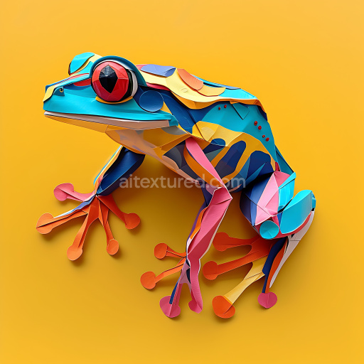 Seamless 3D PBR Texture Featuring Vibrant Colorful Dart Frog Pattern and Origami Style