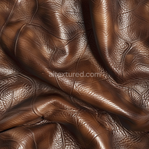 Seamless 3D PBR Texture of Shiny Wrinkled Brown Leather with Fine Grain