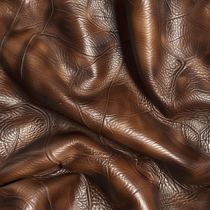 Shiny Wrinkled Brown Leather with Fine Grain seamless PBR texture preview