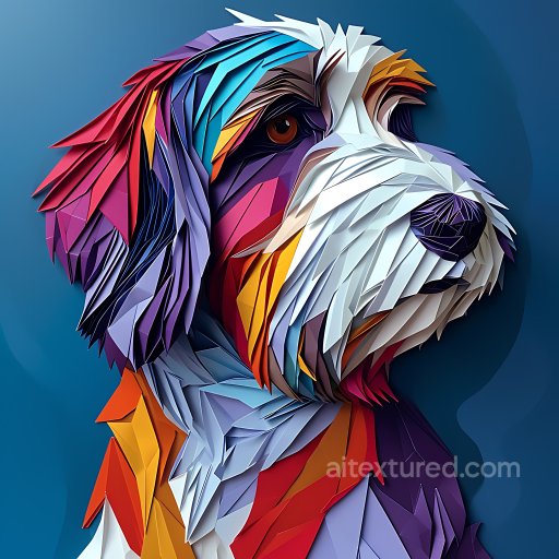 Animal - Seamless 3D PBR Texture of Bearded Collie Fur in Origami Style with Multicolor Layers texture preview