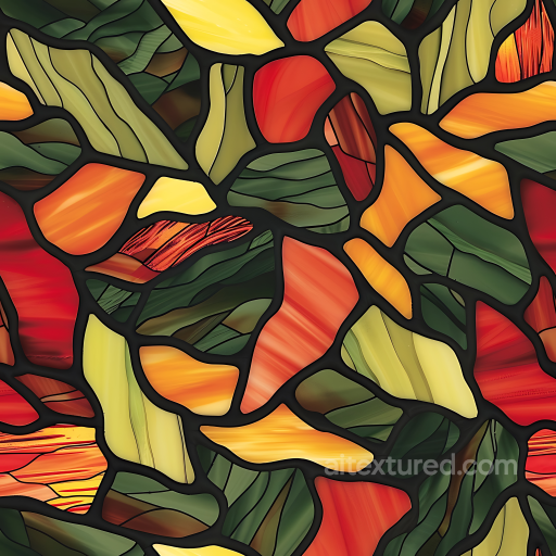 Stylized Stained Glass Camouflage PBR Texture with Autumn-Inspired Color Palette seamless Color Camouflage PBR texture