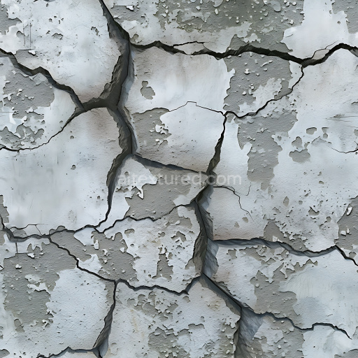 Seamless 3D PBR Cracked Plaster Wall Texture with Peeling Paint and Deep Fractures