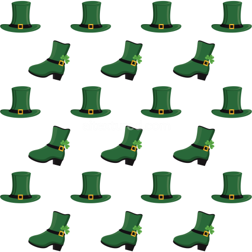 Seamless 3D PBR Texture of Green Leprechaun Hats and Boots Pattern