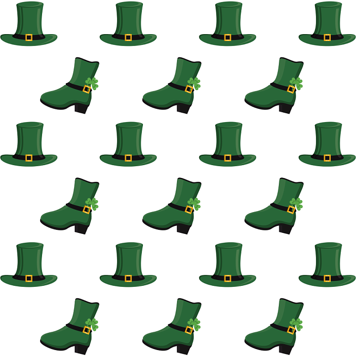 St Patrick Digital Paper Bundle of Green Leprechaun Hats and Boots Patt… seamless PBR texture preview