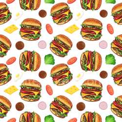Pattern Bundle - Seamless 3D Pattern PBR Texture Featuring Cartoon Burgers and Fresh Ingredients texture preview