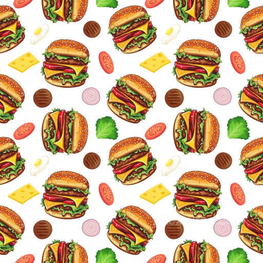 Pattern PBR Texture Featuring Cartoon Burgers and Fresh Ingredients seamless Pattern Bundle PBR texture