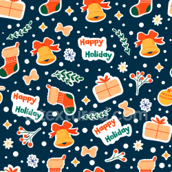 seamless Seamless 3D PBR Digital Paper Texture with Festive Christmas Icons and Happy Holiday Text texture 8k free download PBR
