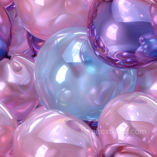 Seamless 3D PBR Texture of Glossy Translucent Bubbles in Pastel Hues texture preview