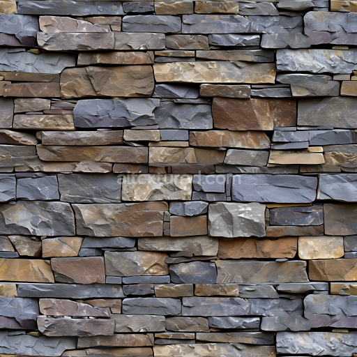 Seamless 3D Stacked Stone Wall PBR Texture in Earthy Tones with Detailed Rock Surfaces