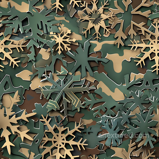 Woodland Camouflage PBR Texture Featuring Layered Snowflake Motifs Color Camouflage texture preview