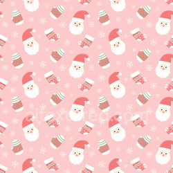 seamless Seamless 3D PBR Texture of Pink Christmas Digital Paper Featuring Santa and Mittens Pattern texture 8k free download PBR