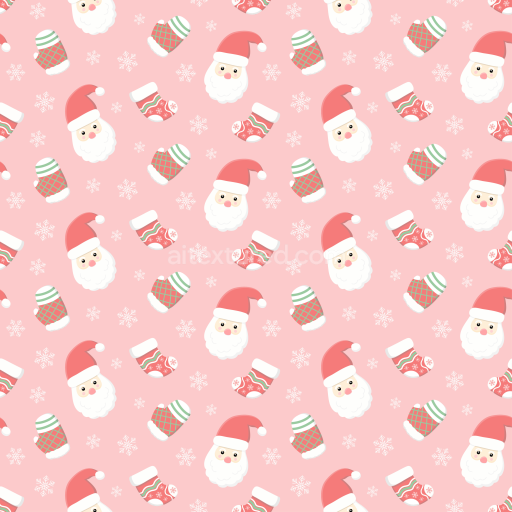 Seamless 3D PBR Texture of Cute Christmas Icons on Pink Background
