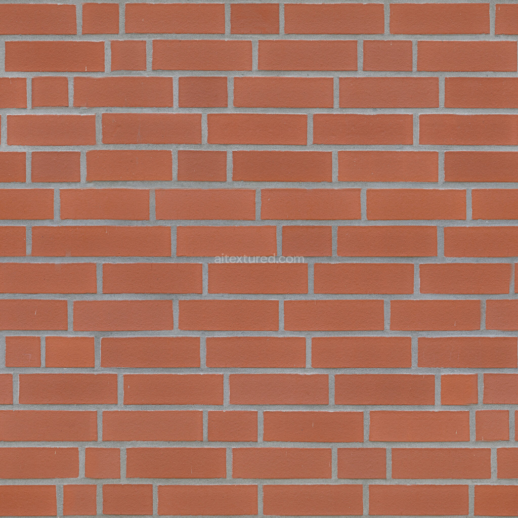 Seamless PBR brick texture in vibrant red color