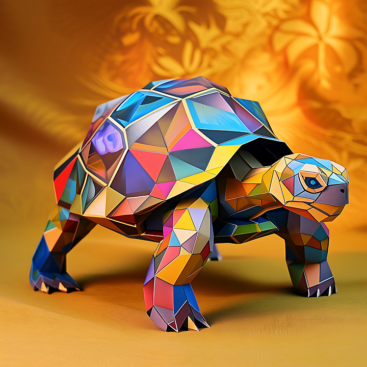 Animal of Geometric Multi-Colored Desert Tortoise Shell seamless PBR texture preview