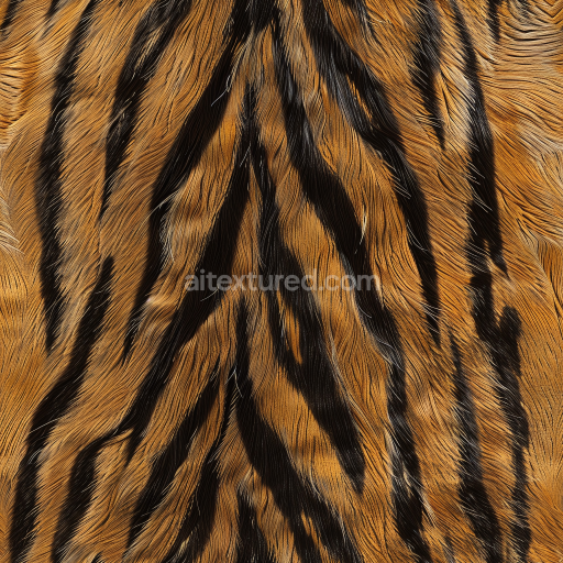 Seamless 3D Tiger Fur Leather PBR Texture with Detailed Hair Strands and Natural Color Variations