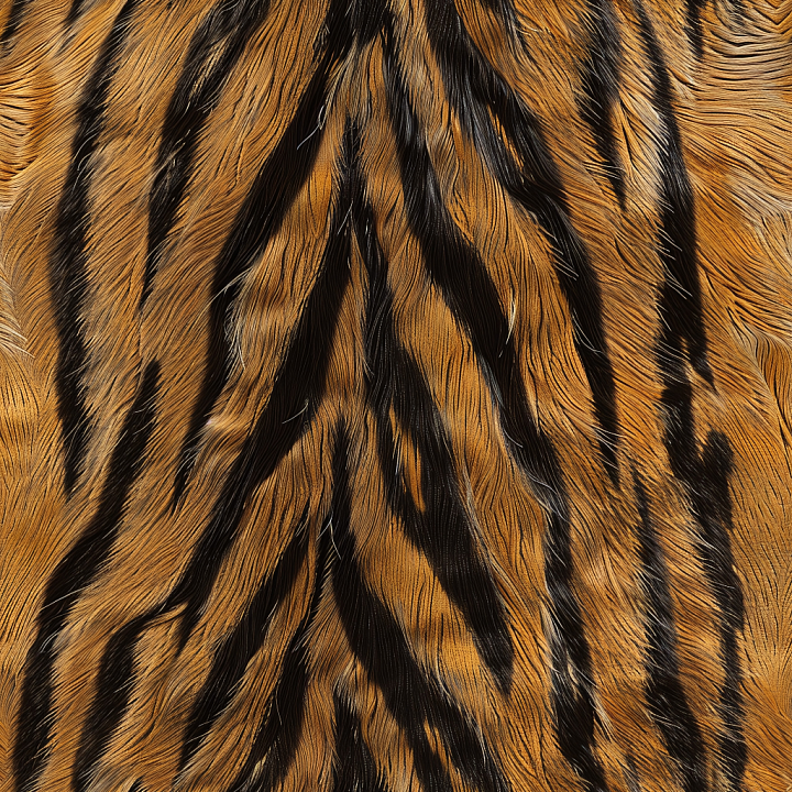Tiger Fur Leather with Detailed Hair Strands and Natural Color Variatio… seamless PBR texture preview
