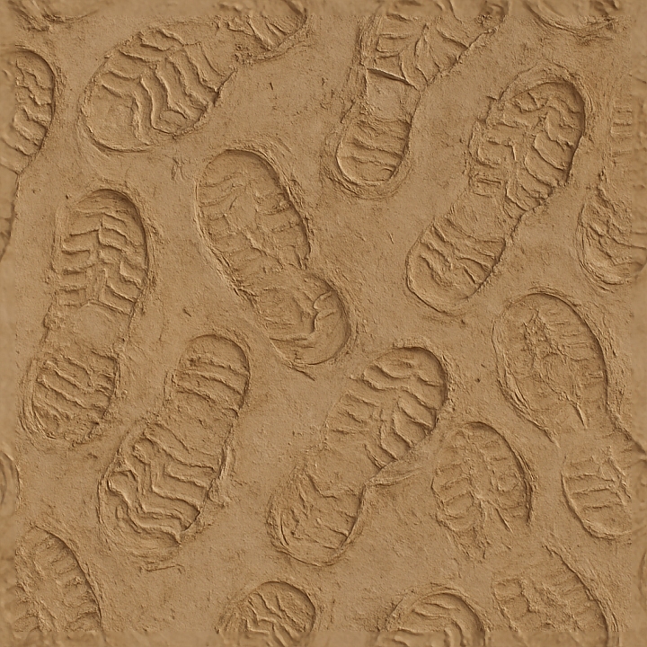Muddy Footprints With Footprint Layering On Wet Clay seamless PBR texture preview