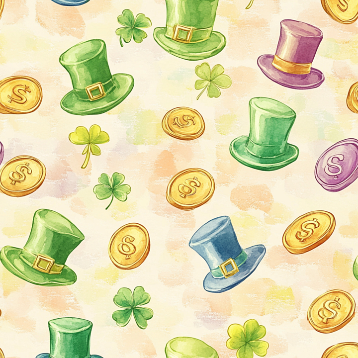 Featuring Watercolor St Patrick Hats And Shamrocks seamless PBR texture preview