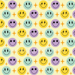 seamless Seamless 3D PBR Texture with Colorful Happy Face Pattern and Stars texture 8k free download PBR