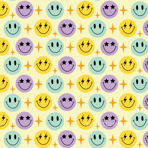 with Colorful Happy Face Pattern and Stars seamless Happy Face pattern PBR texture