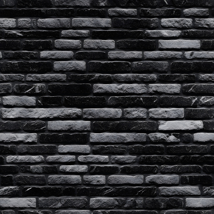 Cracked Black Brick Wall With Rough Surface And Subtle Fractures seamless PBR texture preview