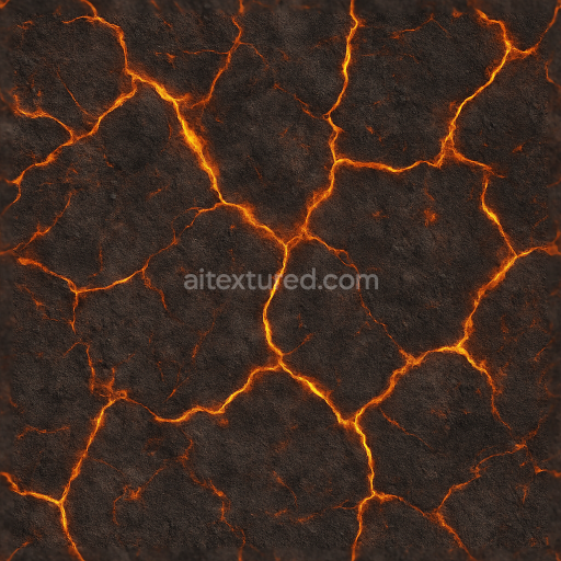 Seamless 3D texture of scorched earth with fire cracks PBR 8K surface
