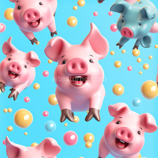 Preview — Seamless 3D Inflated PBR Texture Featuring Glossy Pink Vinyl Piggy Paneling