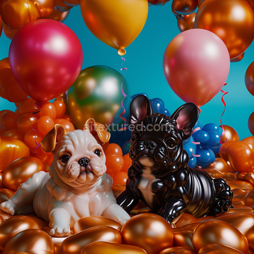 Seamless 3D Inflated Glossy Vinyl Balloon PBR Texture in Vibrant Orange