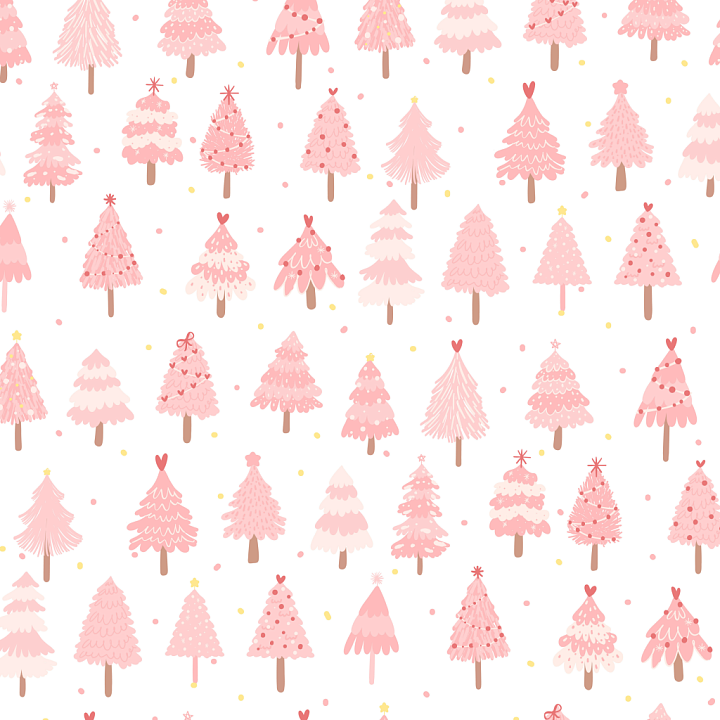 All Christmas Digital paper of Pastel Pink Christmas Trees Pattern seamless PBR texture preview