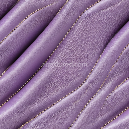Seamless 3D Purple Quilted Leather PBR Texture with Detailed Pebbled Grain and Stitched Panels