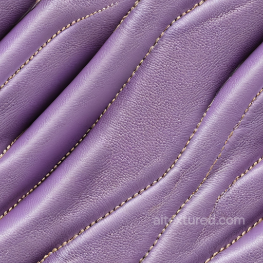Purple Quilted Leather PBR Texture with Detailed Pebbled Grain and Stitched Panels seamless Leather PBR texture