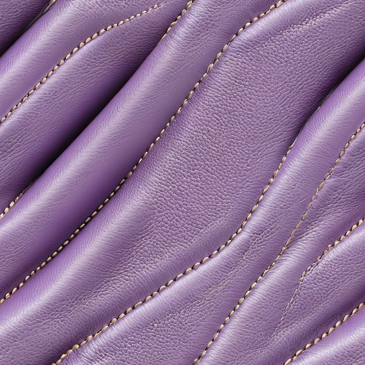 Purple Quilted Leather with Detailed Pebbled Grain and Stitched Panels seamless PBR texture preview