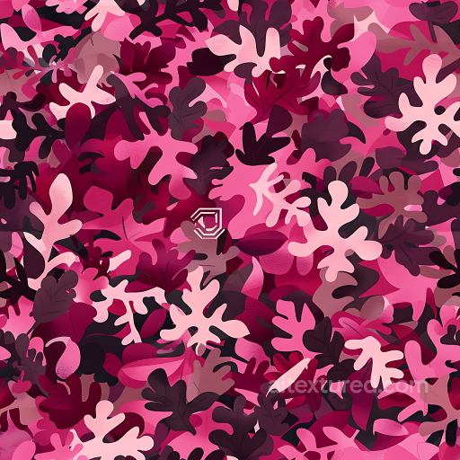 Floral Camouflage PBR Texture in Pink and Burgundy Palette seamless Color Camouflage PBR texture