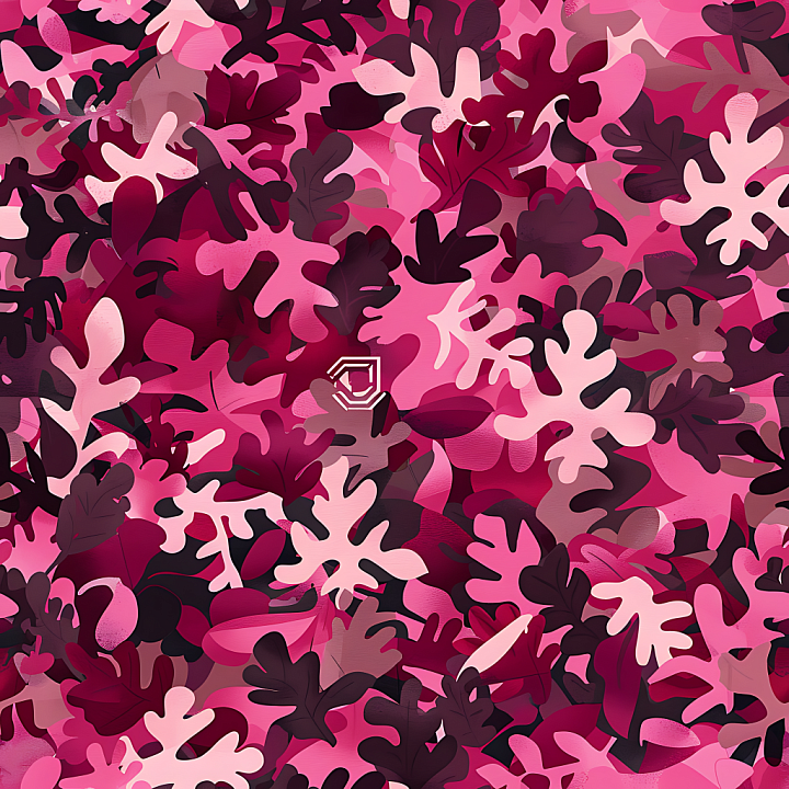 Floral Camouflage in Pink and Burgundy Palette seamless PBR texture preview