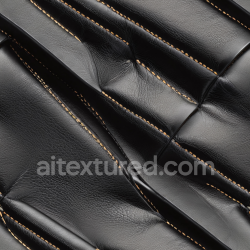 seamless Seamless 3D Quilted Black Leather PBR Texture with Prominent Seams and Smooth Grain texture 8k free download PBR