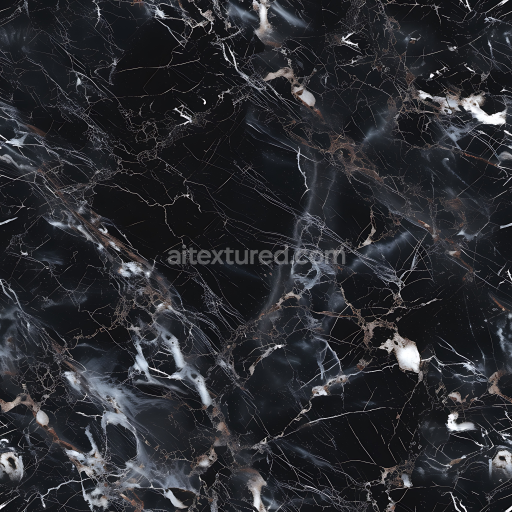Seamless 3D PBR Texture of Atlantic Black Natural Marble with Intricate Veins